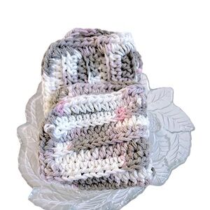 Hand Crafted Gray and White Crochet Cloths 100% Cotton All Purpose